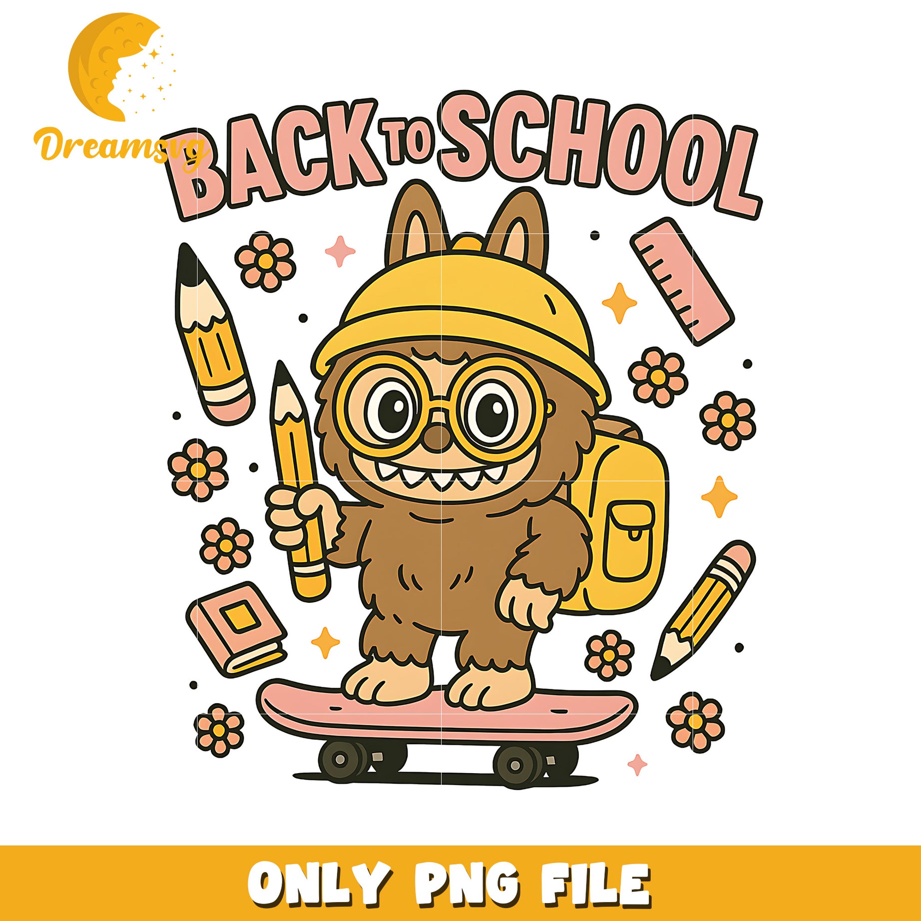 Brown labubu back to school png, cute labubu png, popmart labubu png