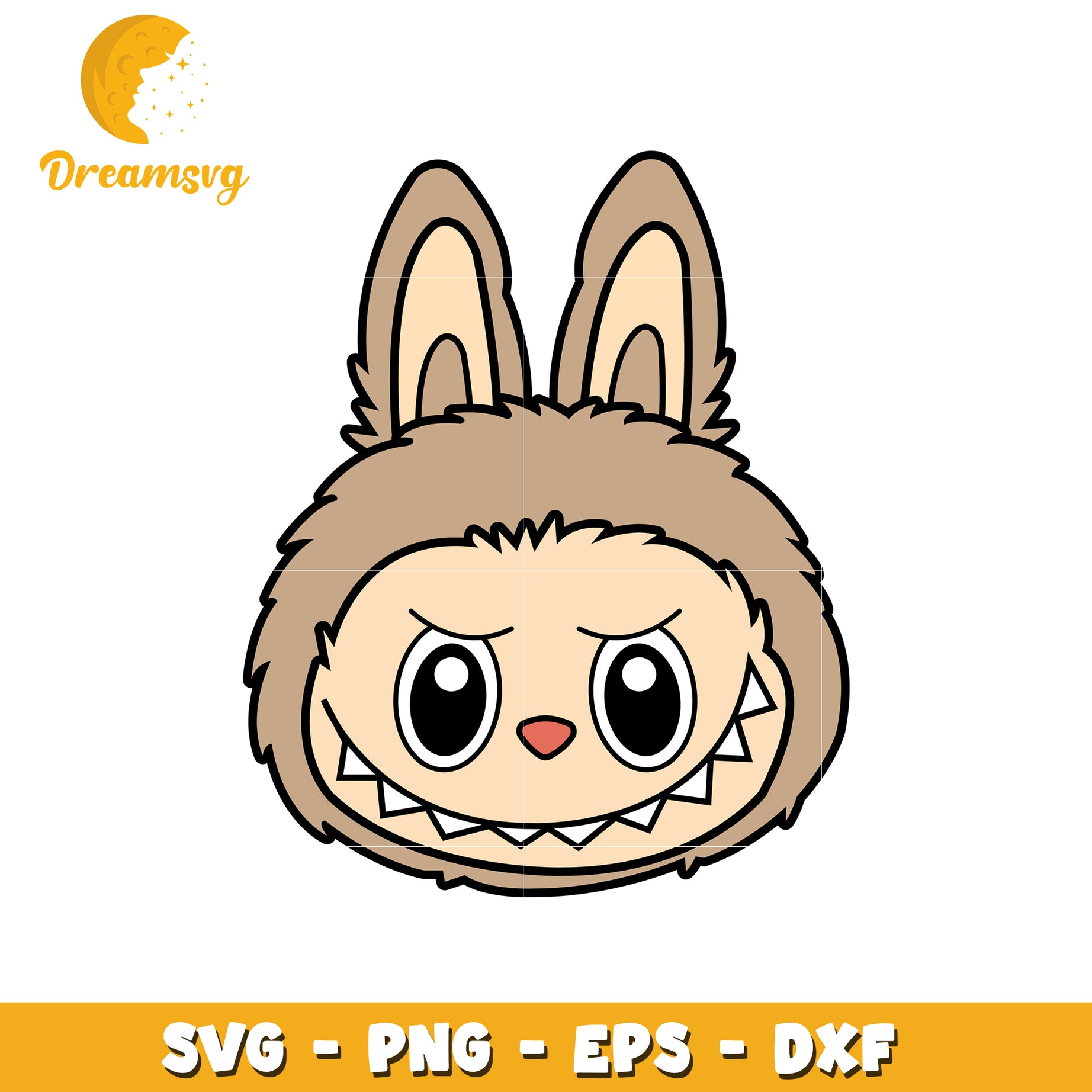 Brown labubu head svg, popmart labubu svg, labubu dolls svg