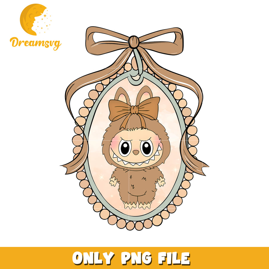 Brown labubu picture frame png, labubu keychain png, labubu dolls png