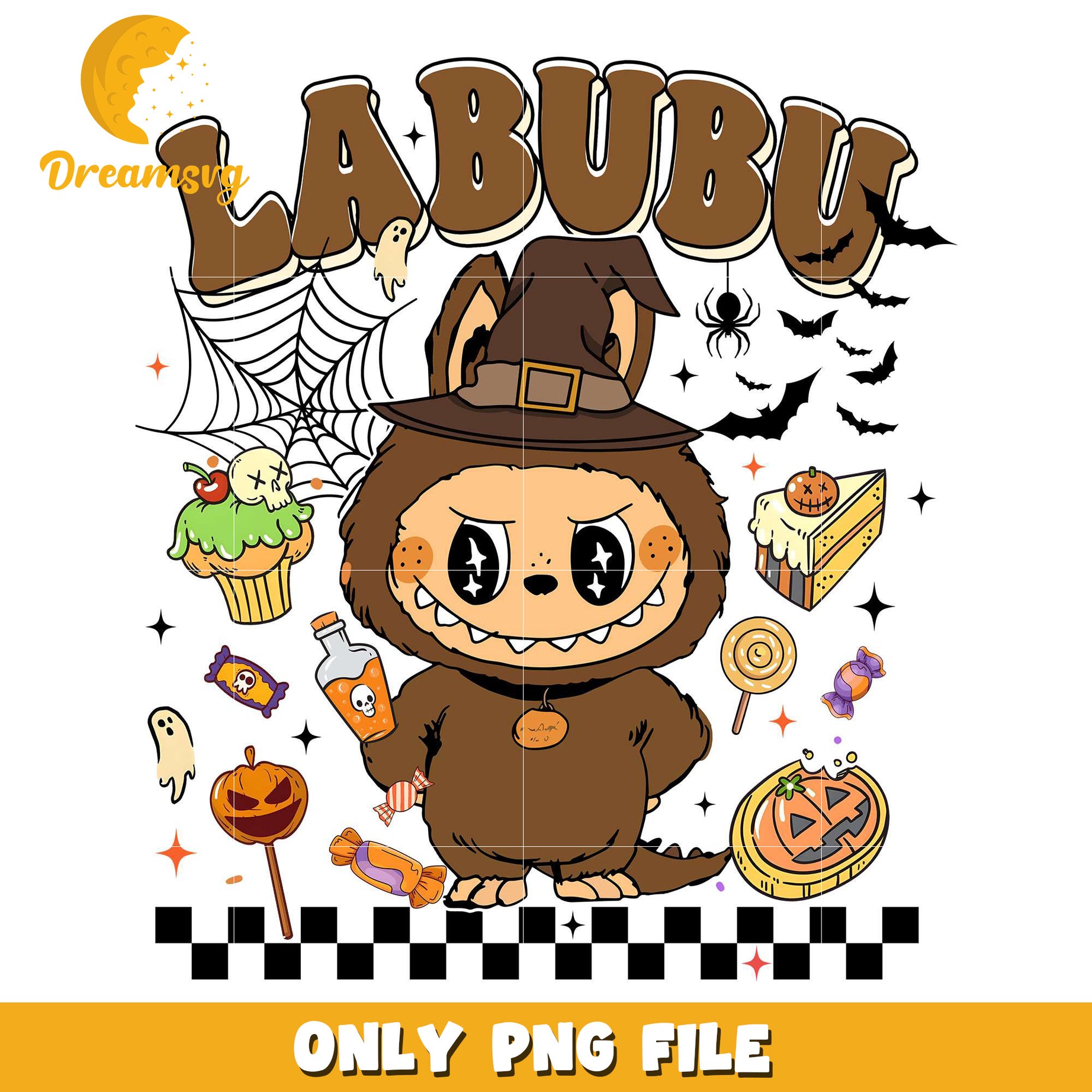 Brown labubu png, halloween wallpaper​​ png, halloween decorations​ png