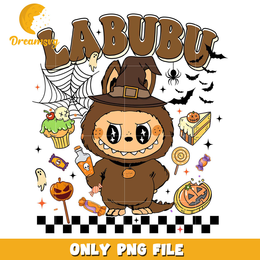 Brown labubu png, halloween wallpaper​​ png, halloween decorations​ png