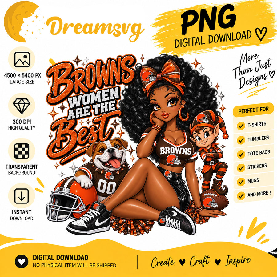 Browns Women Are The Best Black Girl Football Fan PNG
