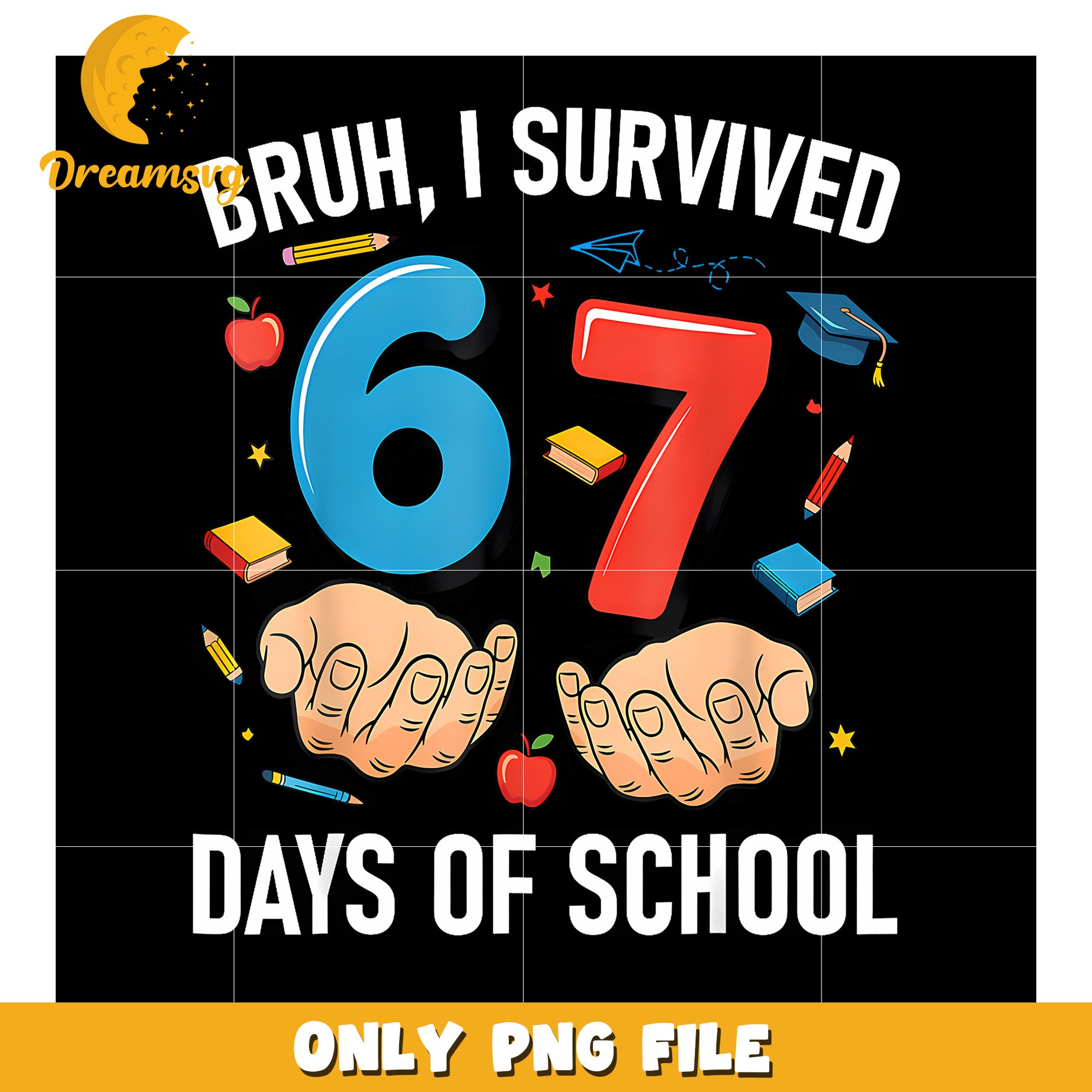 Bruh 67 days of school png, six seven kid​ png, school 67 png