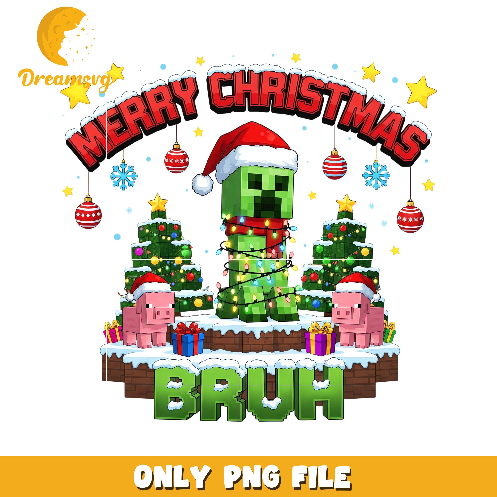 Bruh merry christmas png, christmas wreath png, minecraft png