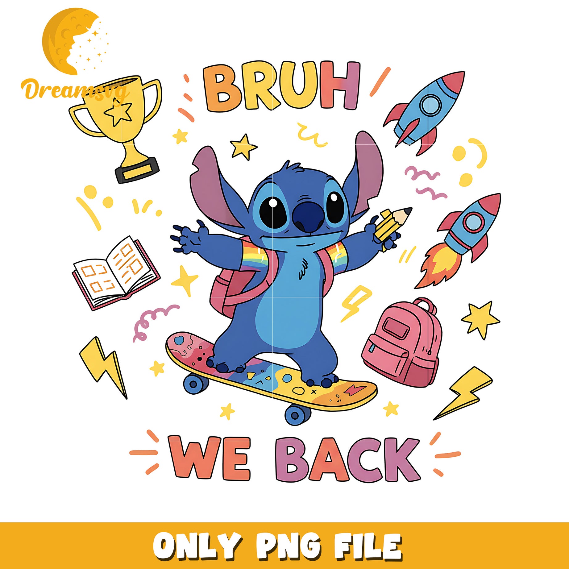Bruh we back stitch png, disney png, lilo and stitch png