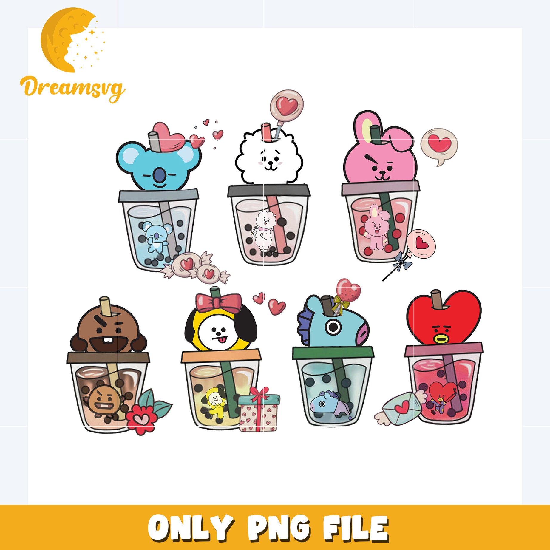 Bt21 characters design png, bt21 characters​ png, bt21 plushies​ png