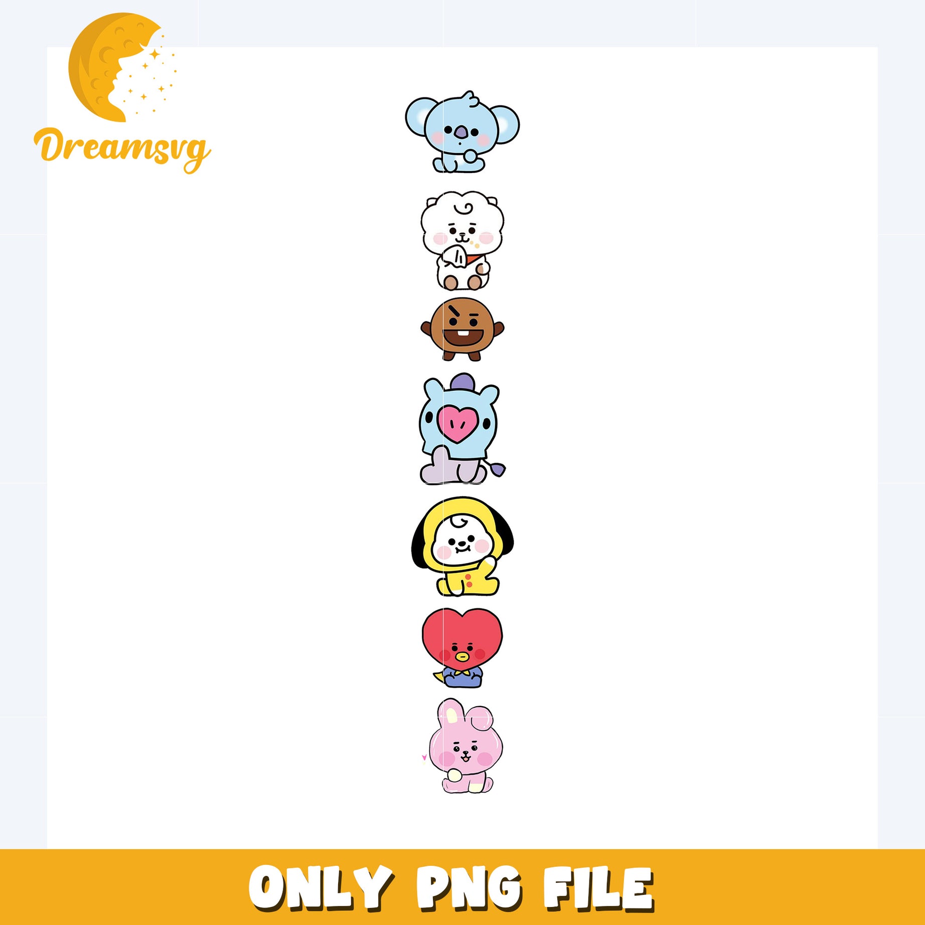 Bt21 mascot characters design png, bt21​ png, bt21 plushies​ png