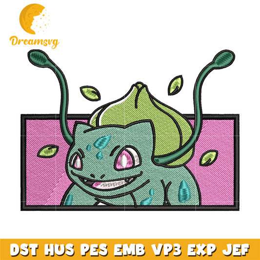 Bubasaur embroidery design, Pokemon embroidery