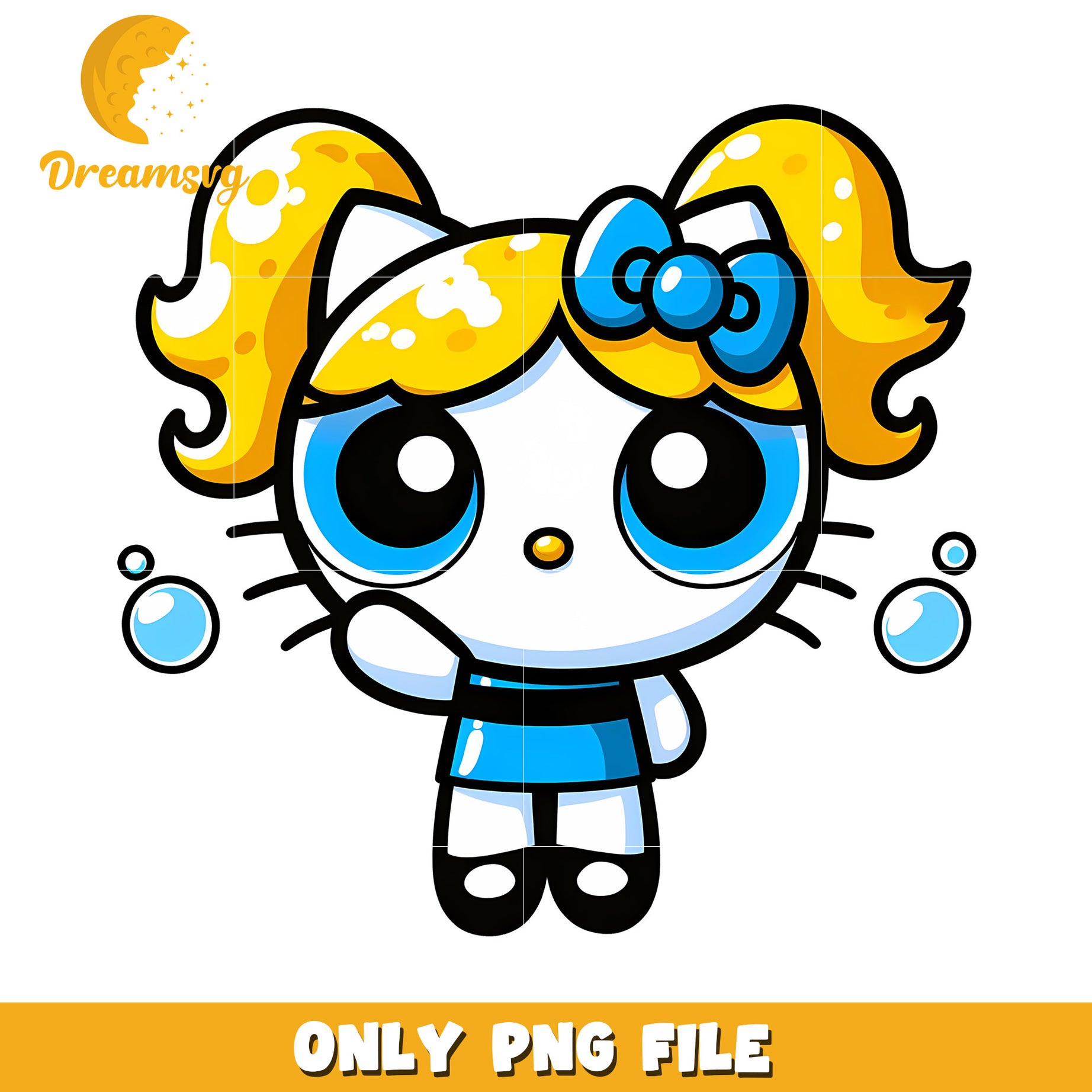 Bubbles PNG Cute Cartoon Girl Clipart