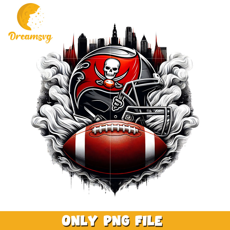 Buccaneers helmet and ball png, nfl mvp png, nfl helmet png