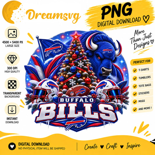Buffalo Bills Christmas PNG, Football Holiday Sublimation