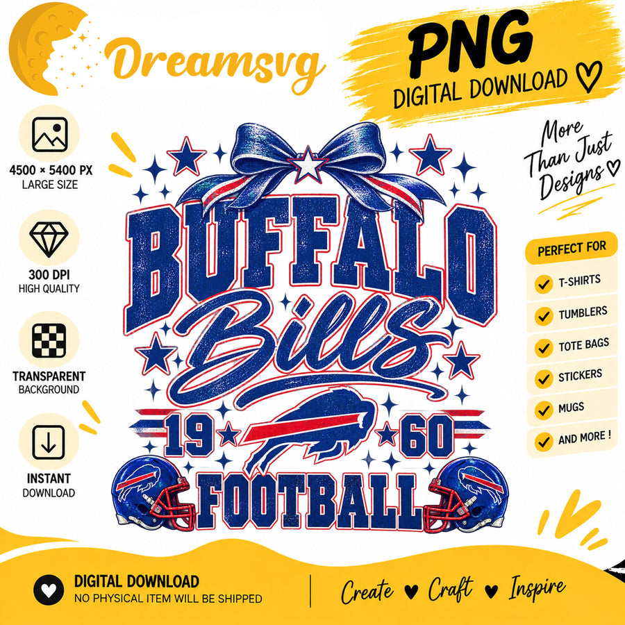 Buffalo Bills Coquette Bow NFL Football 1960 PNG