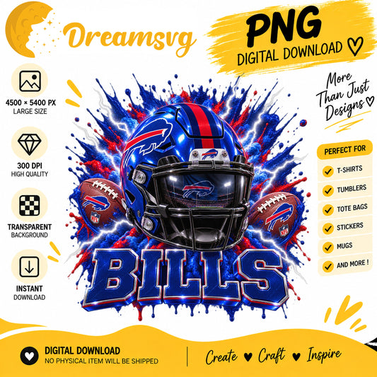 Buffalo Bills Football Helmet Splatter Sublimation PNG