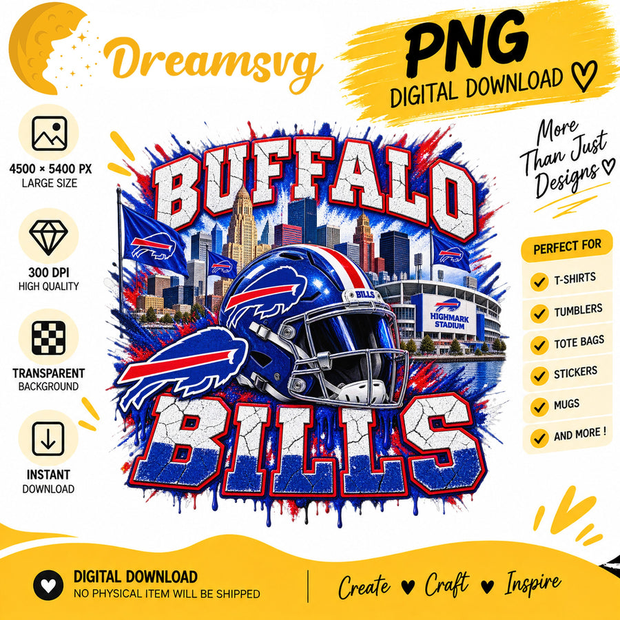 Buffalo Bills Glitter Football City Skyline Stadium PNG