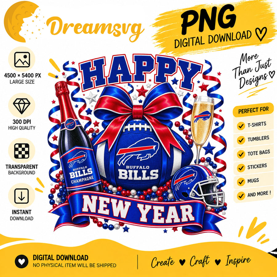 Buffalo Bills Happy New Year PNG, Cute Craft Clipart v4