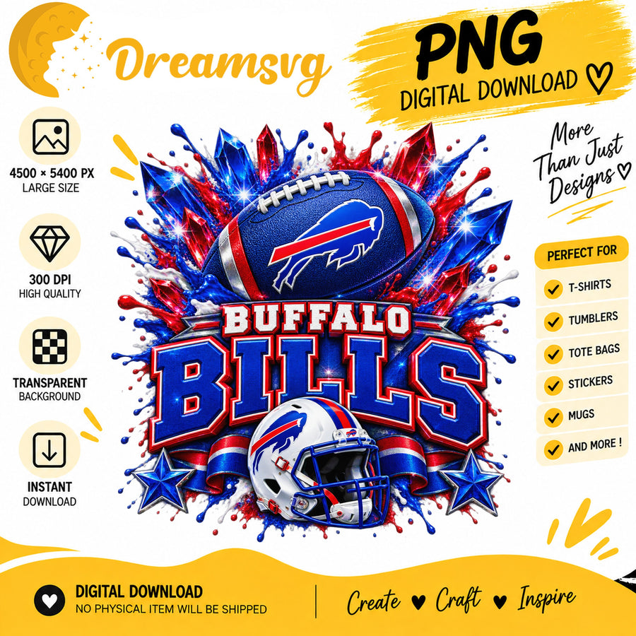 Buffalo Bills NFL Football Helmet Crystal Splash PNG
