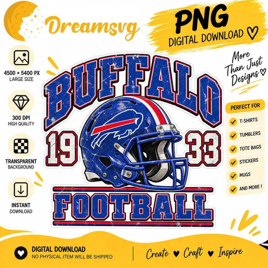 Buffalo Bills Vintage Grunge Football Helmet 1933 PNG