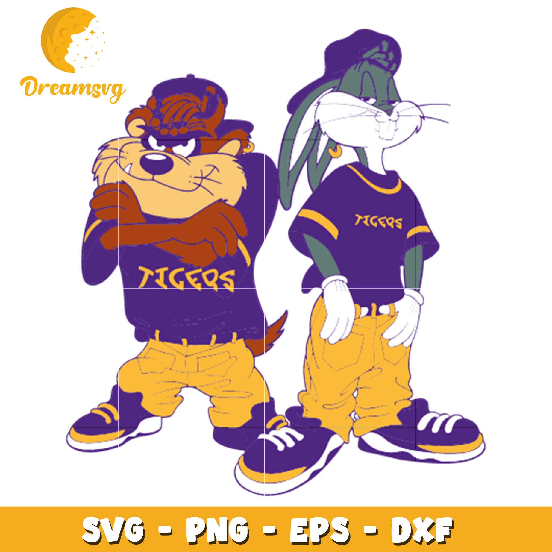 Bugs Bunny Taz Tigers SVG PNG EPS DXF