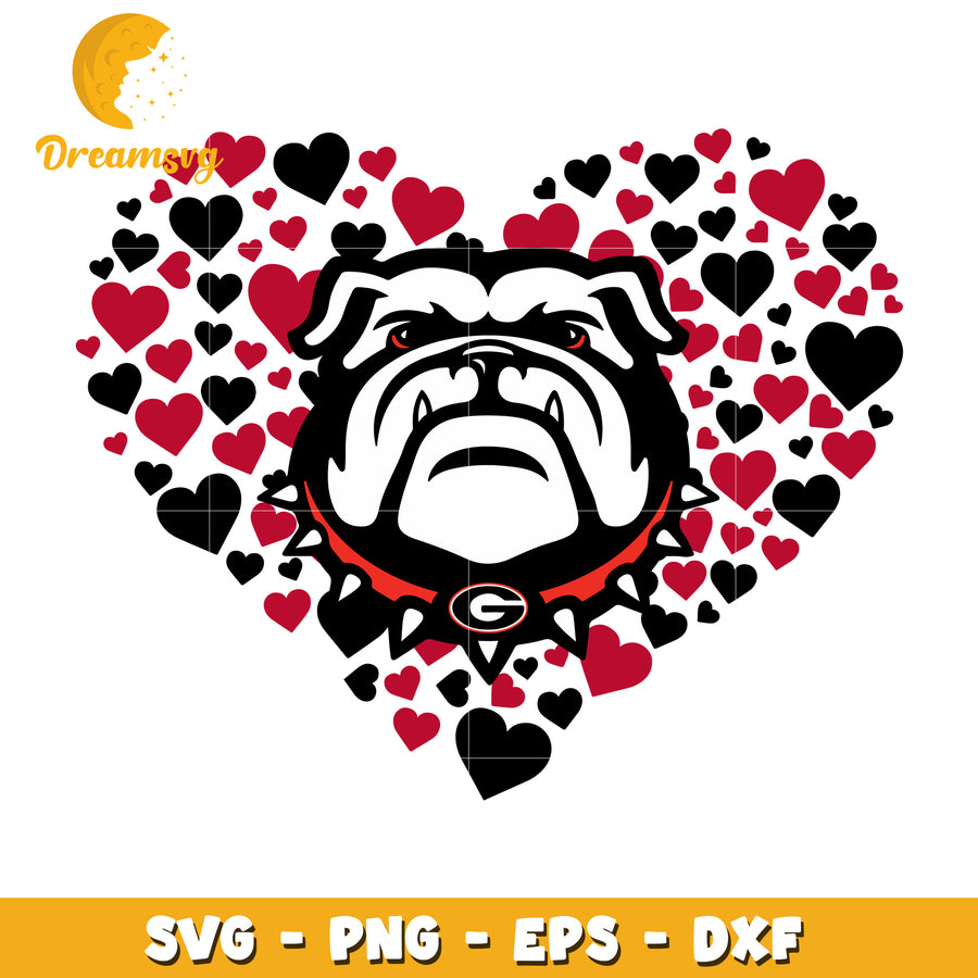 Bulldog Heart SVG PNG EPS DXF Cut File
