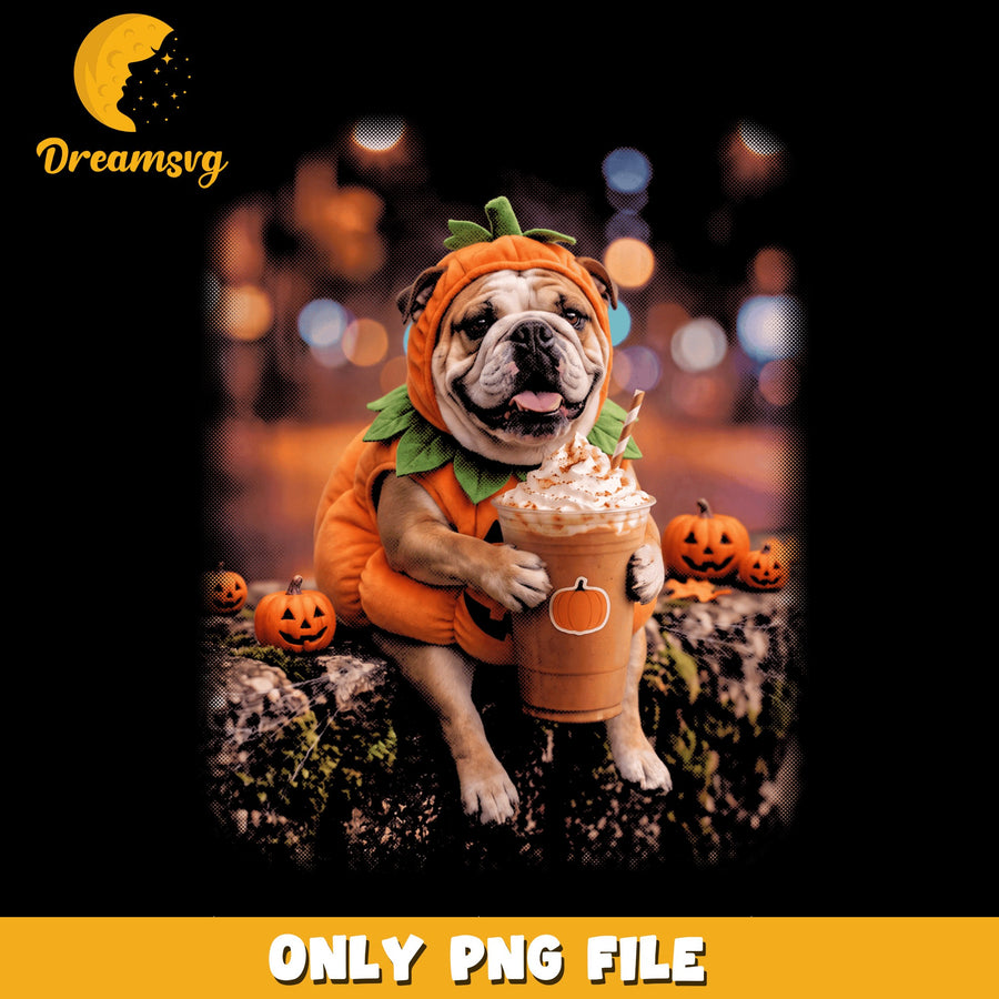 Bulldog Pumpkin Costume Halloween PNG, Jack O Lantern, Spooky PNG