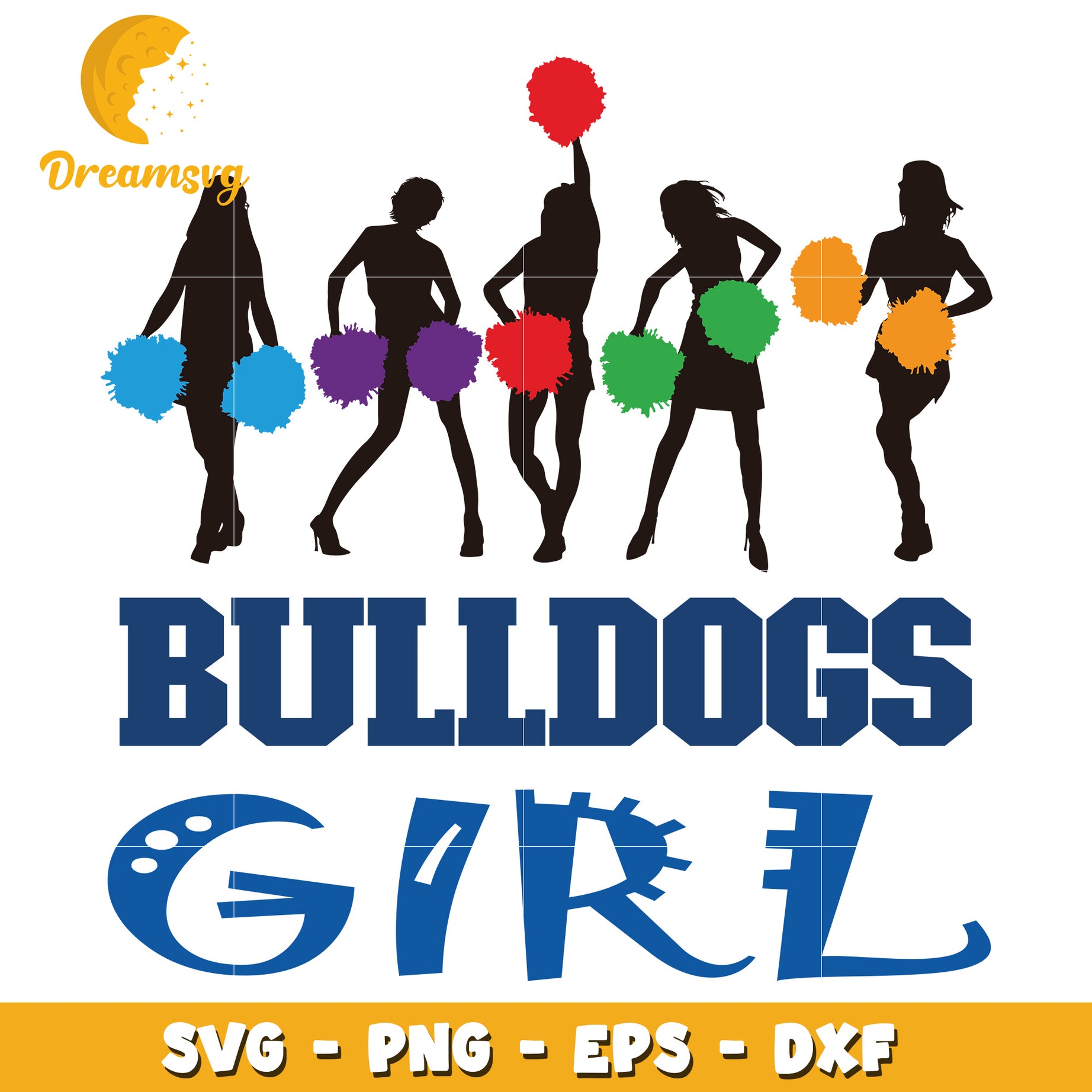 Bulldogs Girl Cheerleader SVG PNG EPS DXF