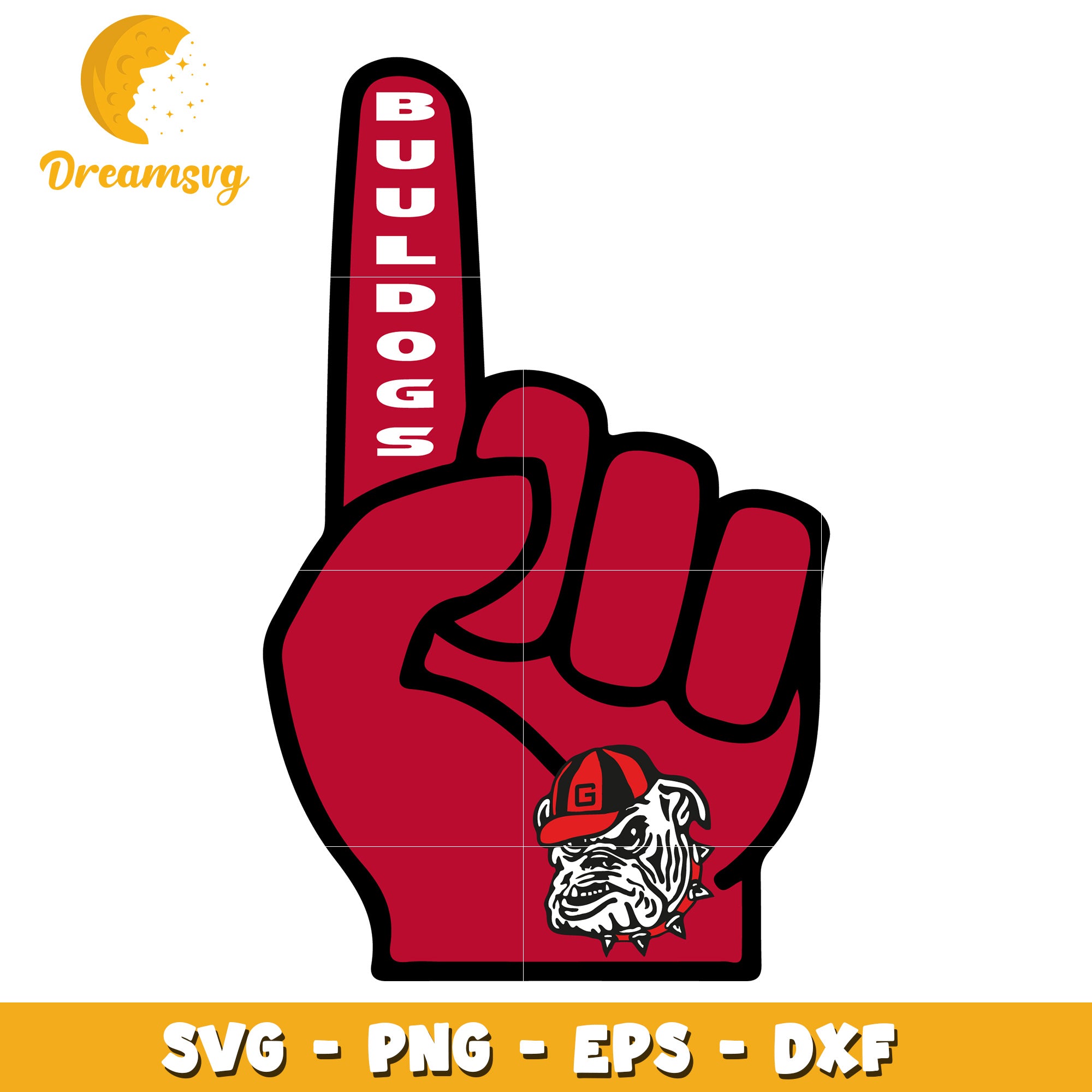 Bulldogs SVG PNG EPS DXF Number 1 Fan Hand