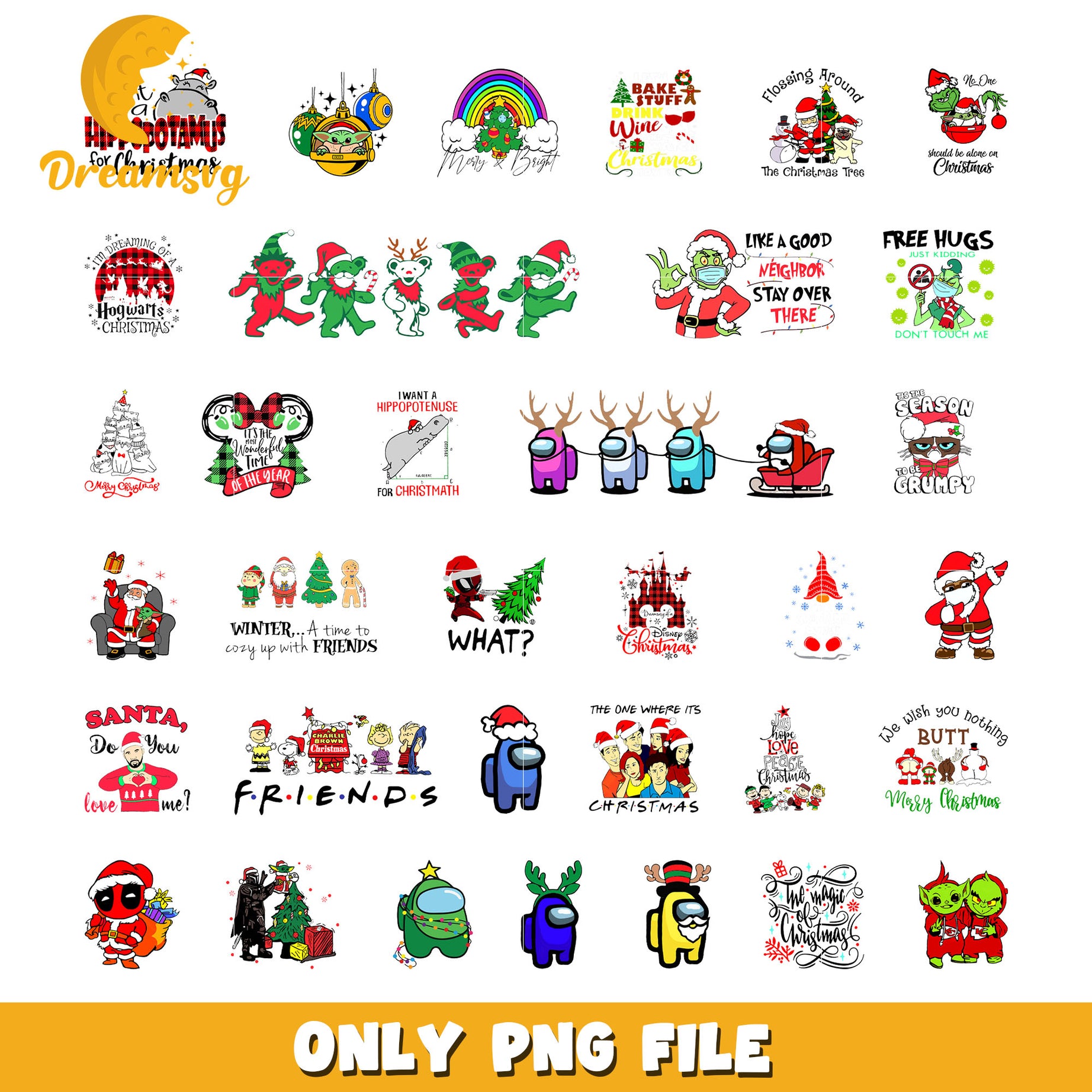 Among us merry christmas bundle png, snoopy christmas​ png