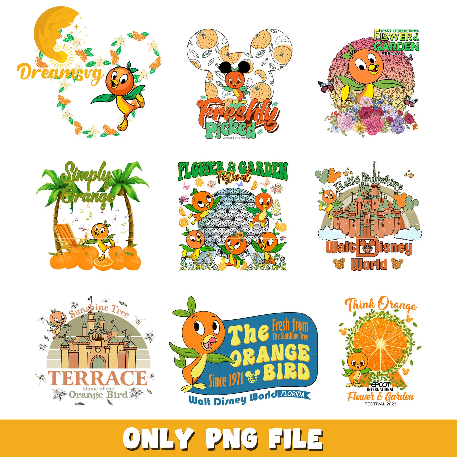 Flower & garden festival bundle png, walt disney world png