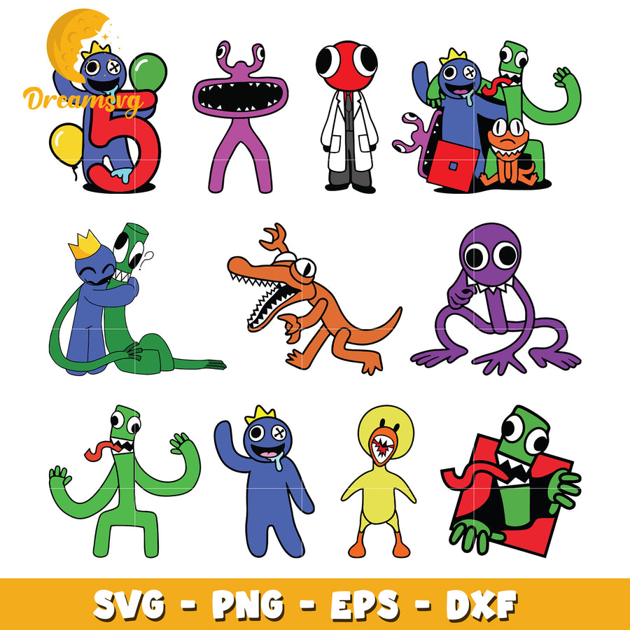 Rainbow friends design bundle svg, rainbow friends characters​ svg