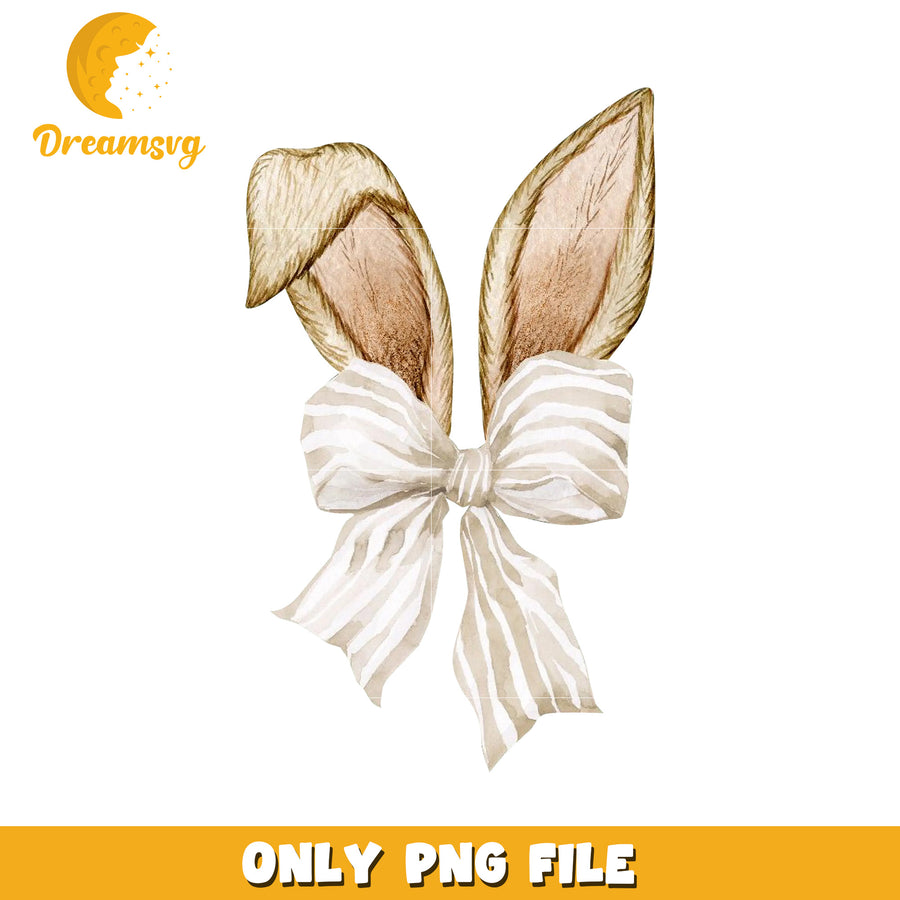 Bunny Ears with Bow PNG Watercolor Clipart