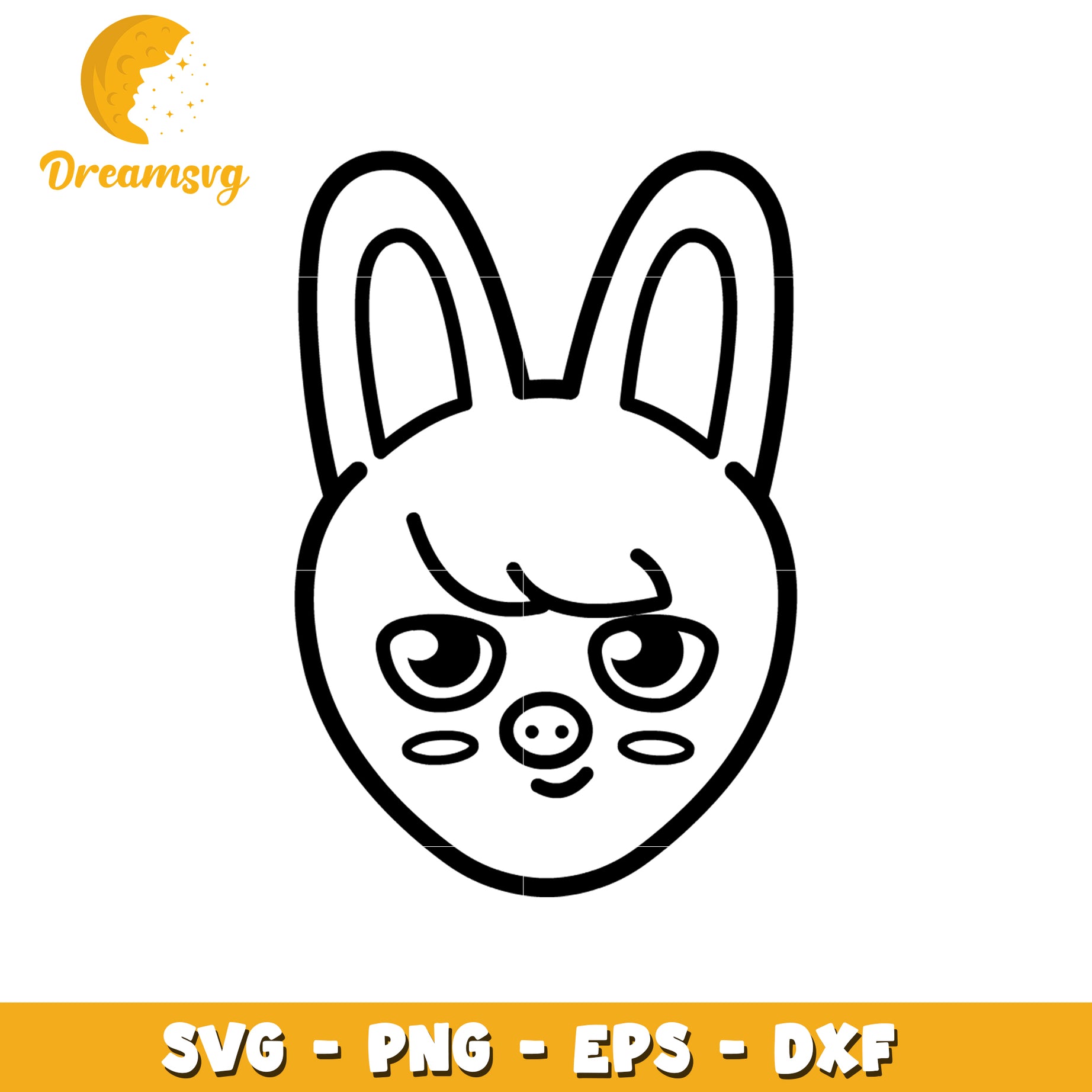 Bunny Face SVG PNG EPS DXF Cut File