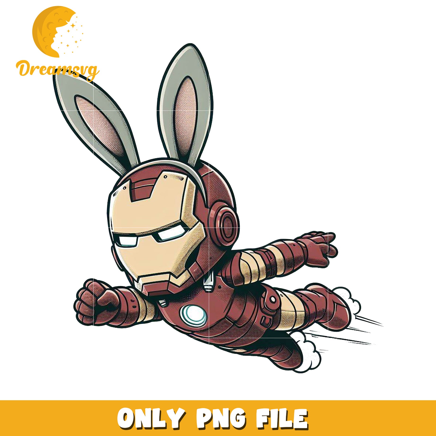 Bunny Iron Man Cute Cartoon PNG Download for Kids Decor