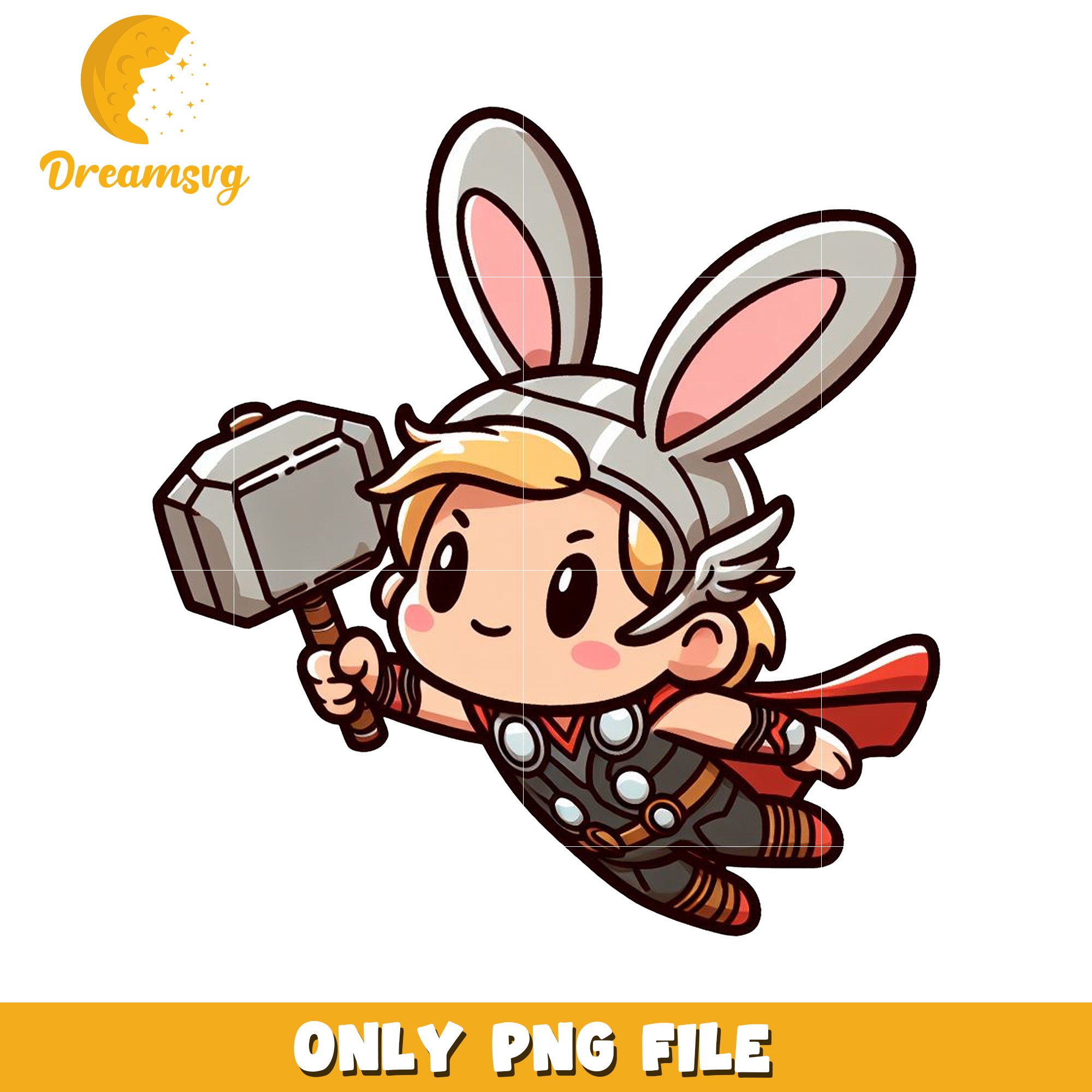 Bunny Thor PNG Cute Cartoon