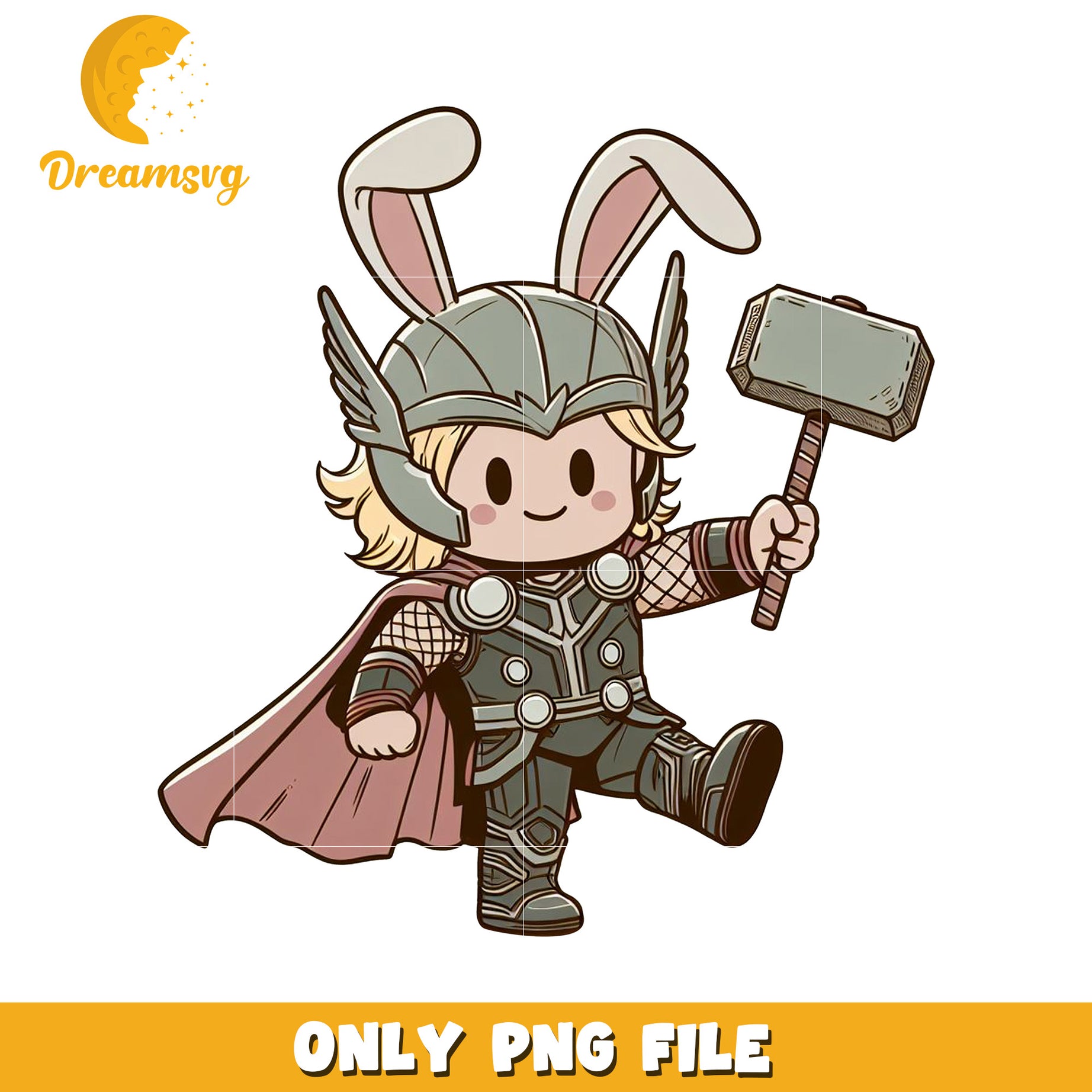 Bunny Thor PNG Cute Easter Superhero