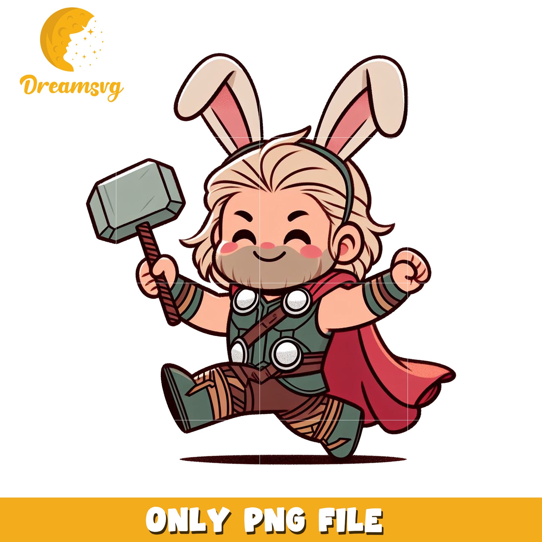 Bunny Thor PNG Cute Superhero