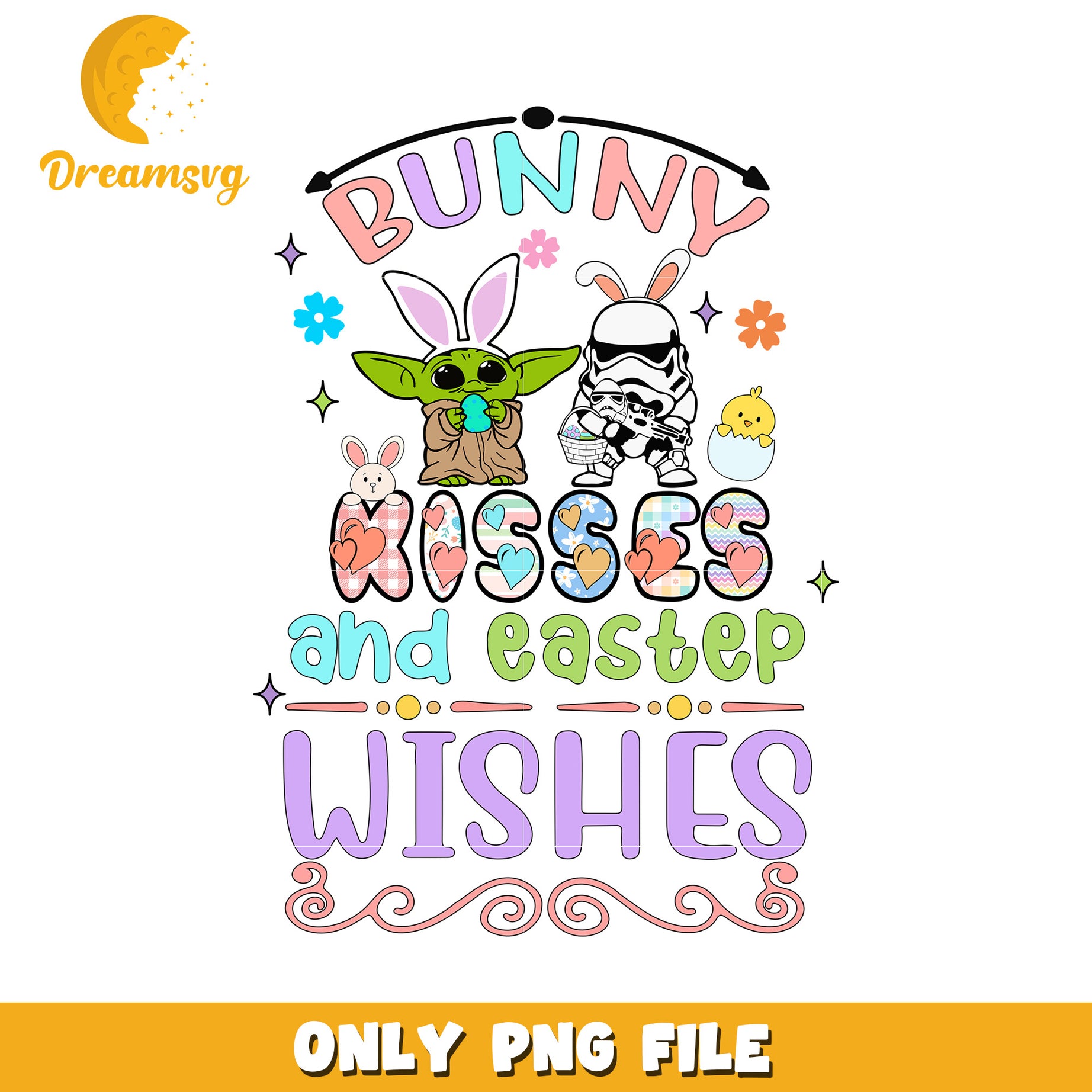 Bunny kisses and eastep wishes png, easter bunny png, star wars png