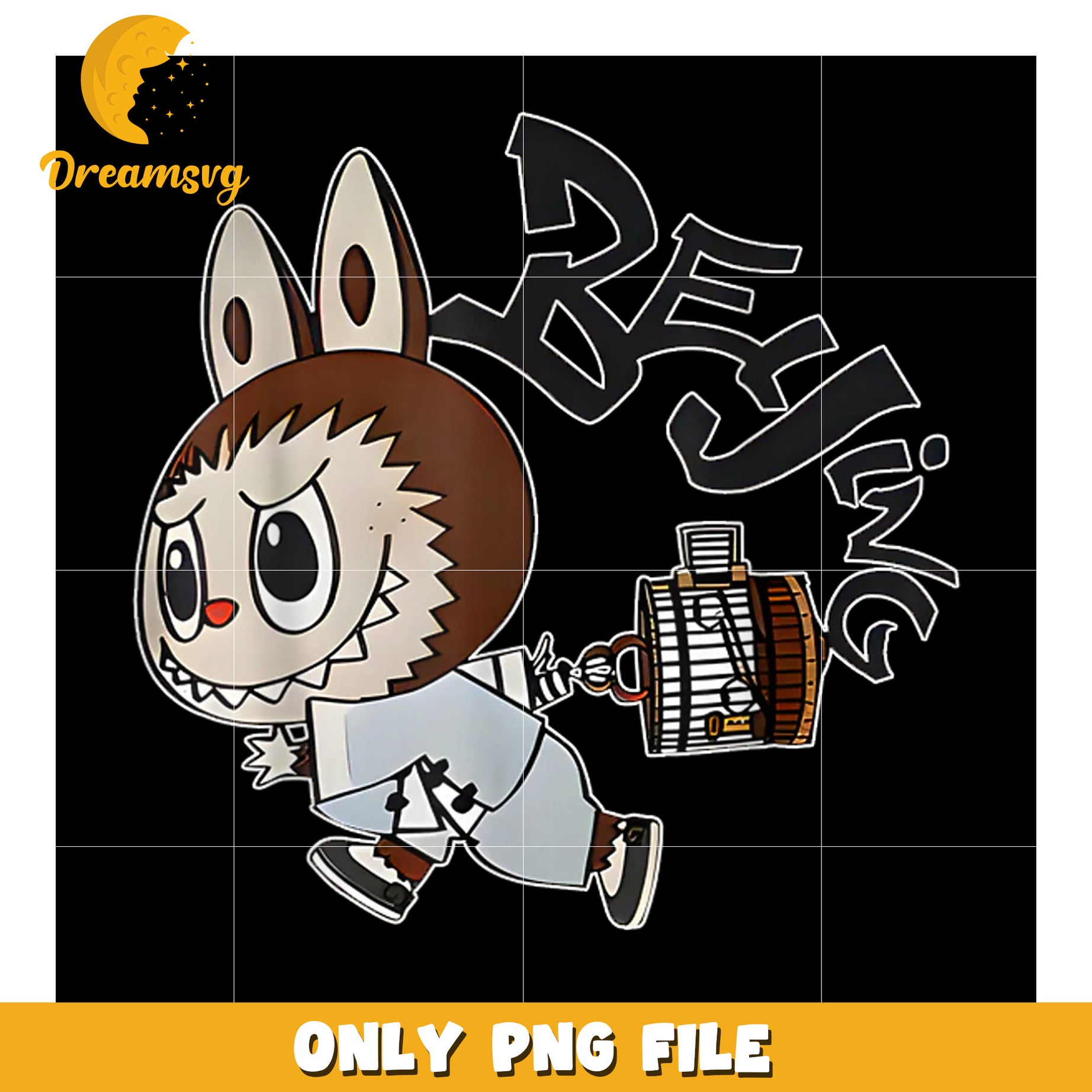 Bunny with Cage PNG, Cute Cartoon, Vector Graphic