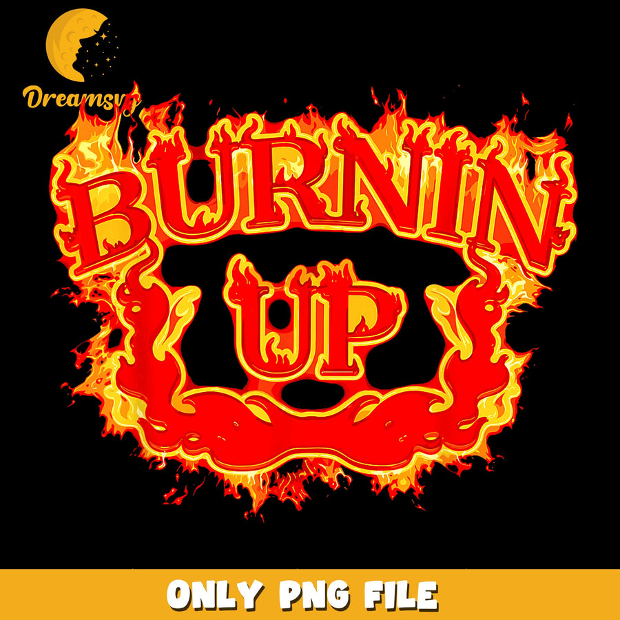 Burnin Up Fire Letter Text PNG, Flame Typography Design, Retro PNG