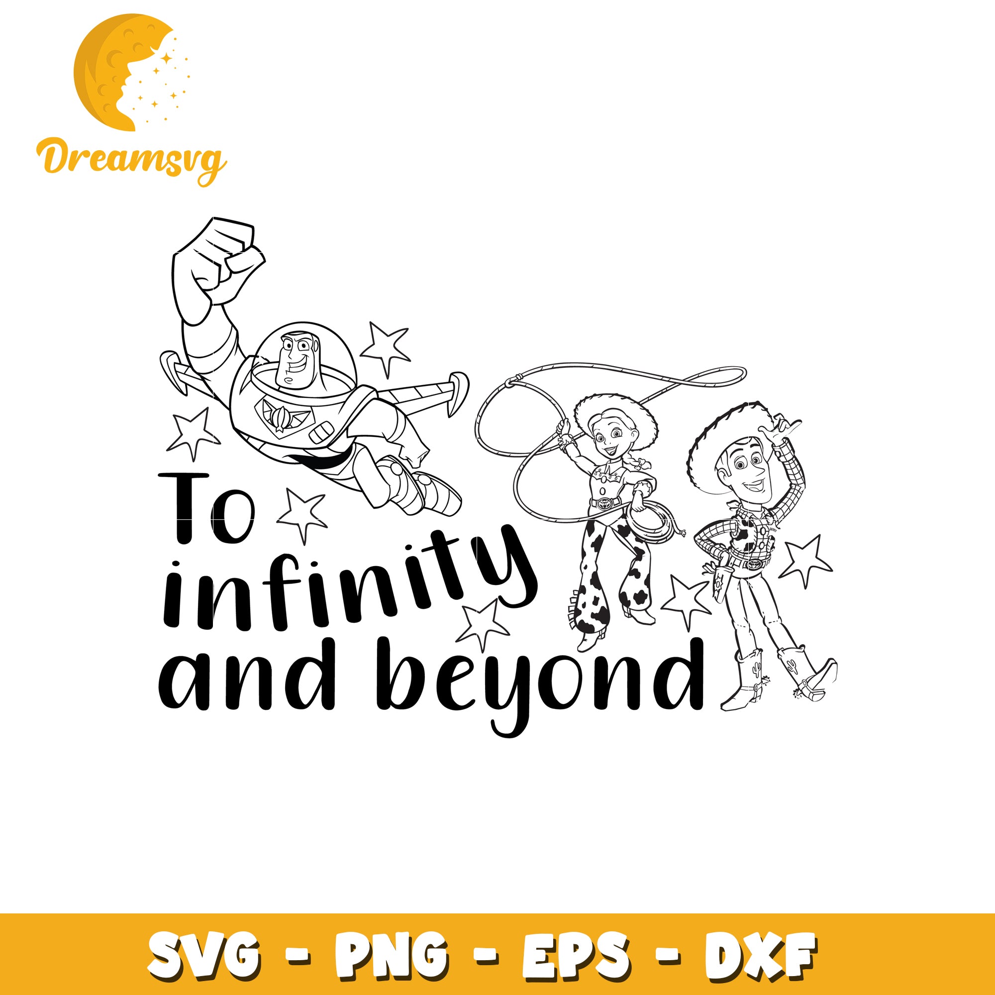 Buzz Lightyear and Woody Coloring SVG Design to Infinity and Beyond