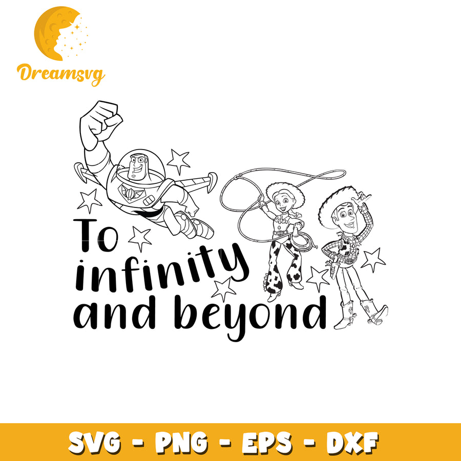Buzz Lightyear and Woody Coloring SVG Design to Infinity and Beyond