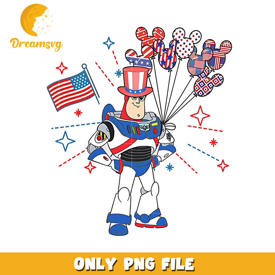 Buzz toy story 4th of july png, patriotic buzz lightyear png, toy story disney png