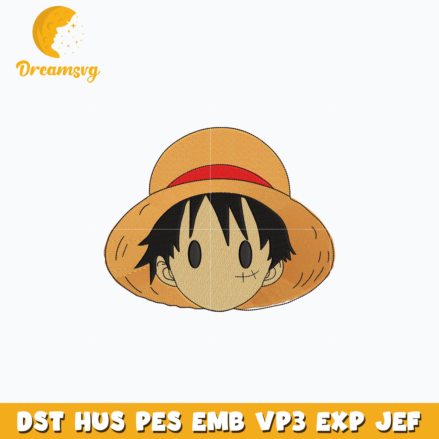 Luffy face embroidery design