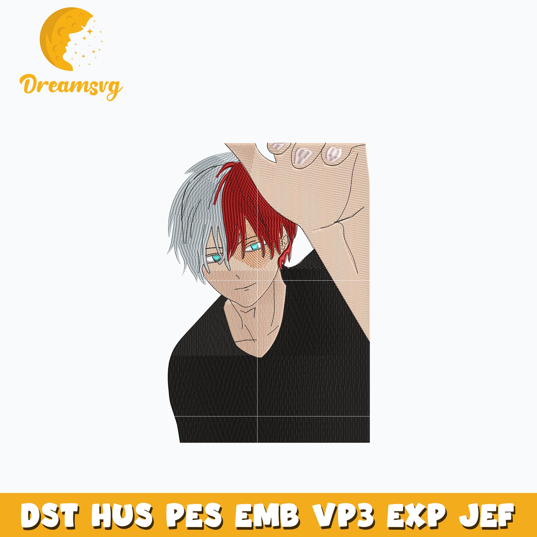 Shoto Todoroki embroidery design