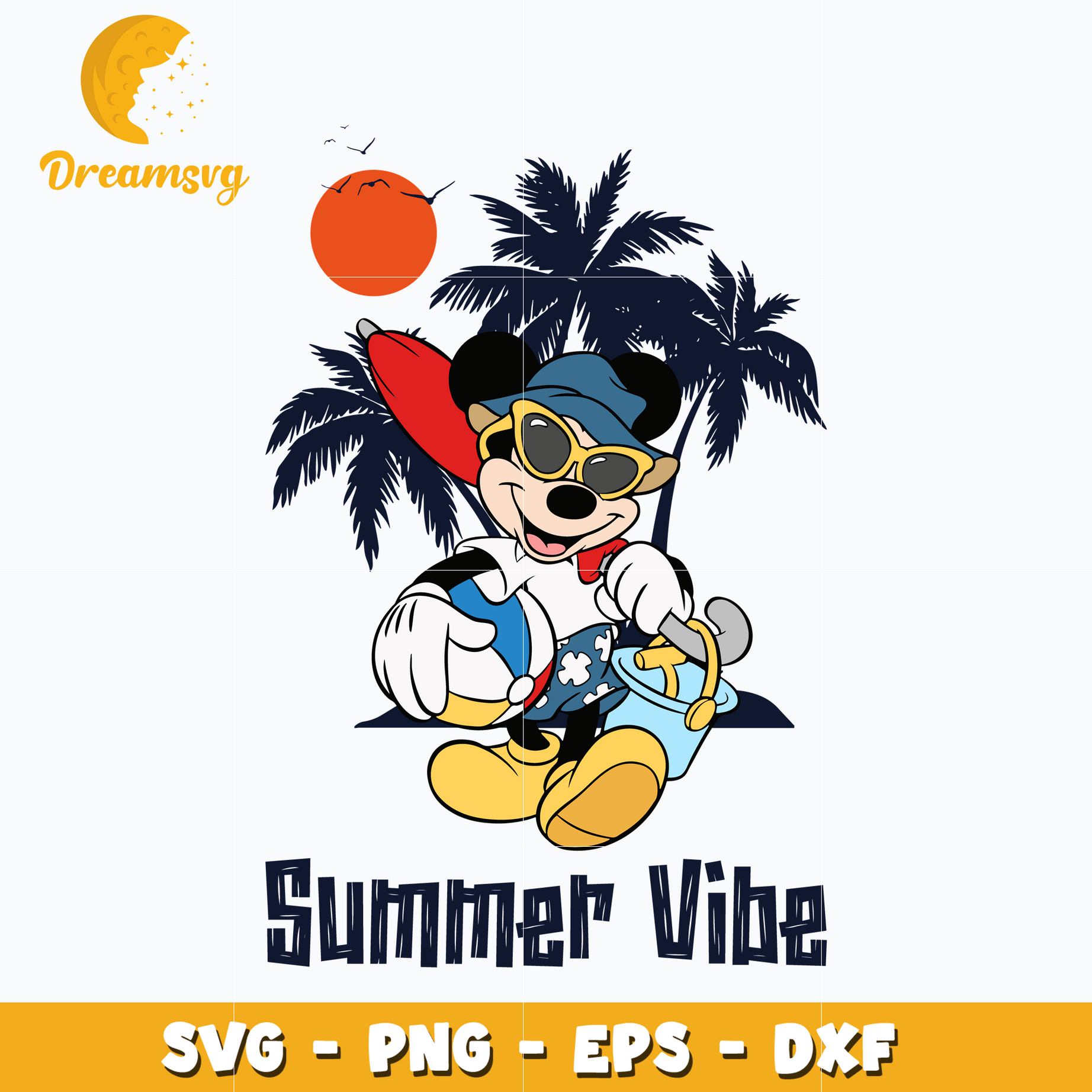 Mickey disney summer vibe svg