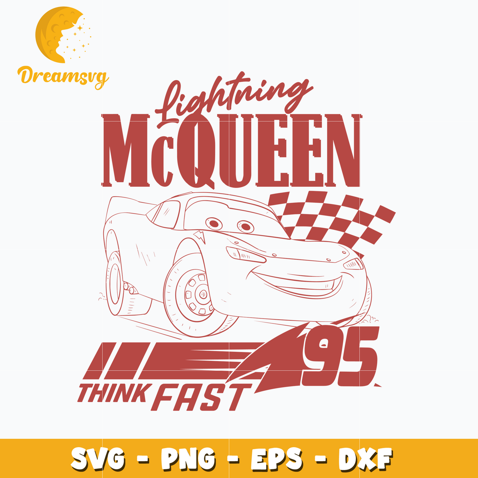 Lightning mcqueen think fast 95 svg