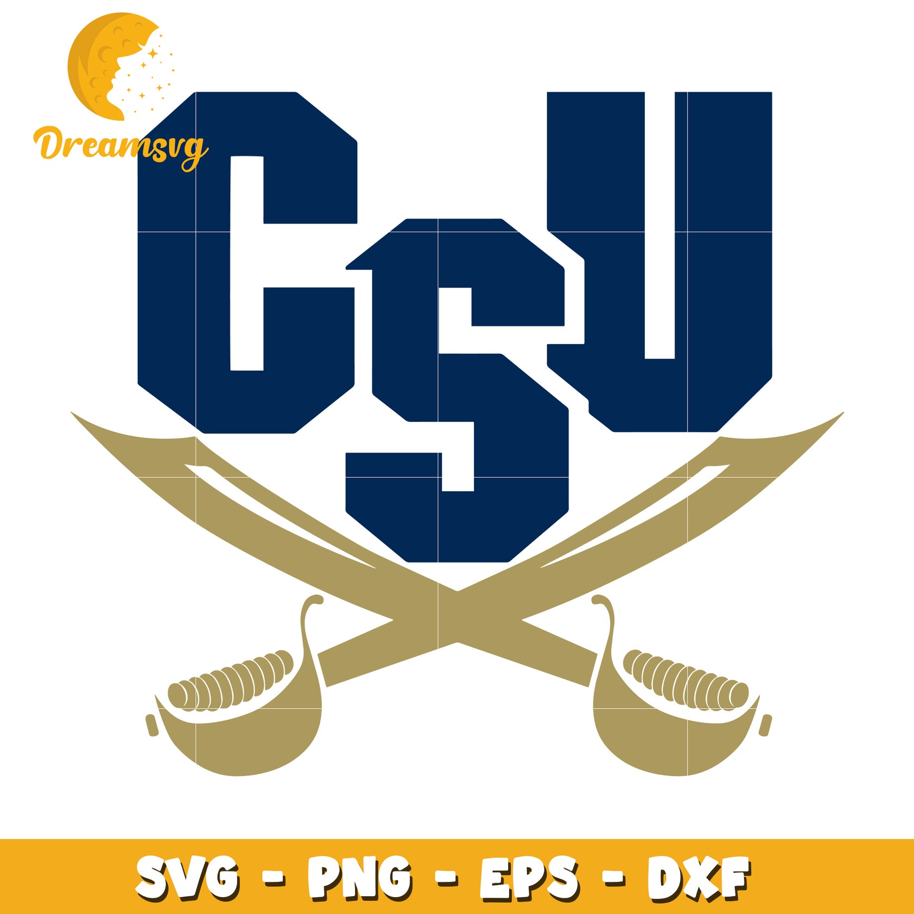 CSU Logo Design with Crossed Swords SVG Clipart Download