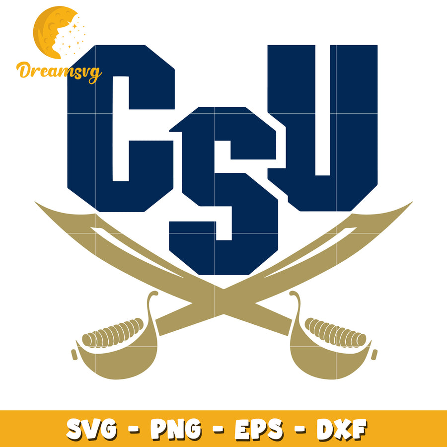 CSU Logo Design with Crossed Swords SVG Clipart Download