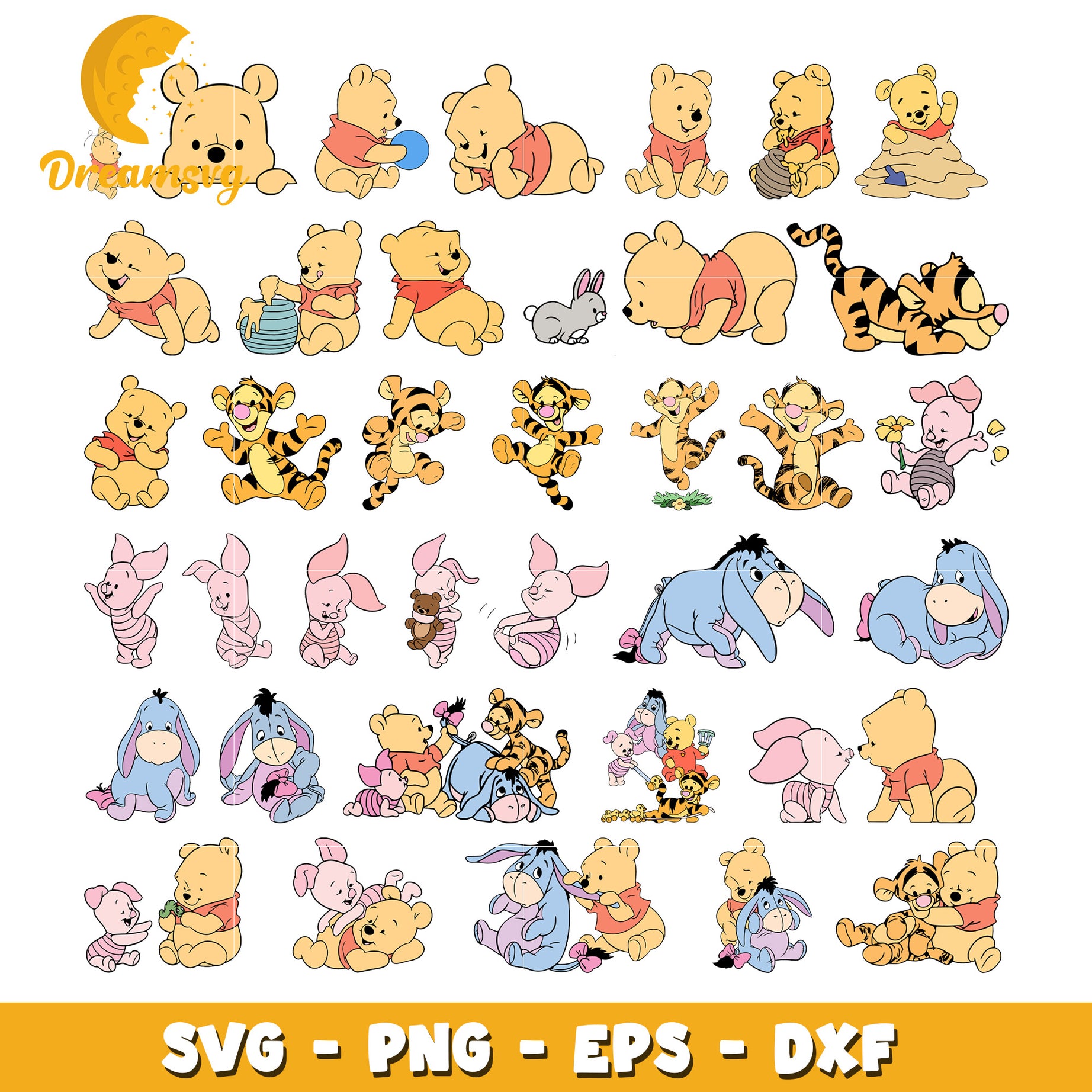 Baby winnie the pooh design bundle svg, winnie the pooh svg