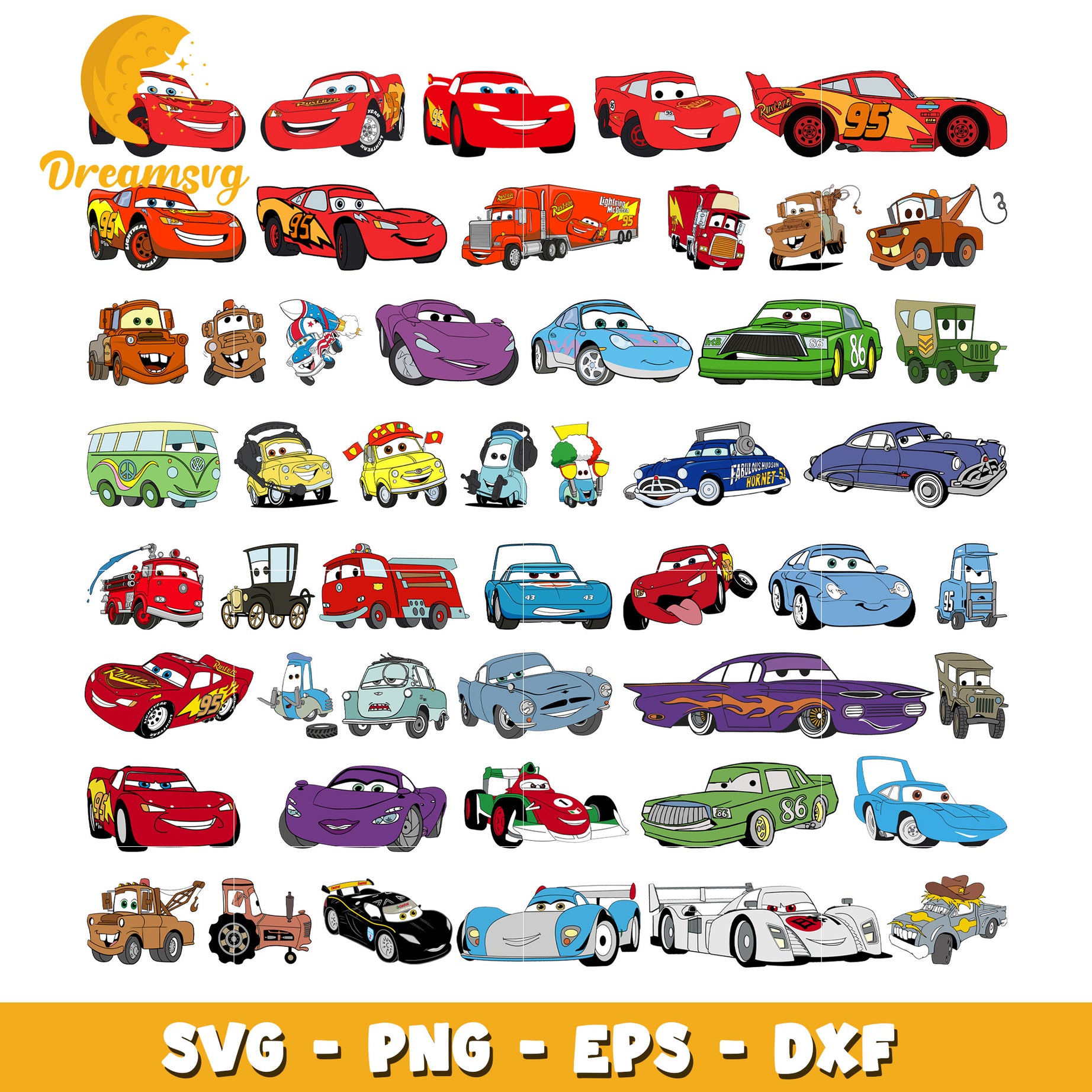 Disney cars cartoon characters bundle svg, disney cars svg