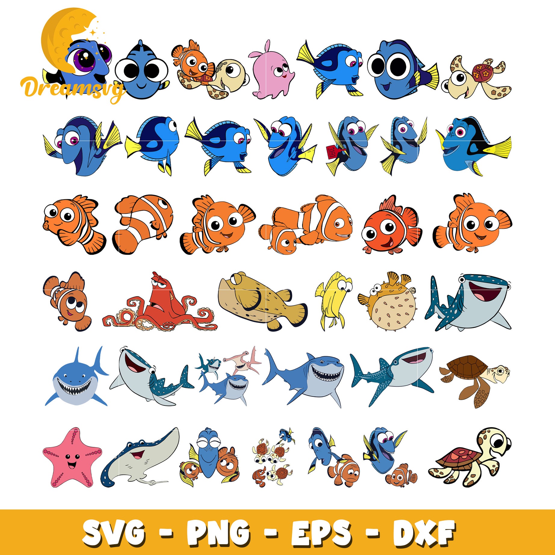 Members finding nemo bundle svg, finding nemo characters​ svg